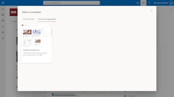 Screenshot of SharePoint Select a template dialog showing this template and the thumbnail