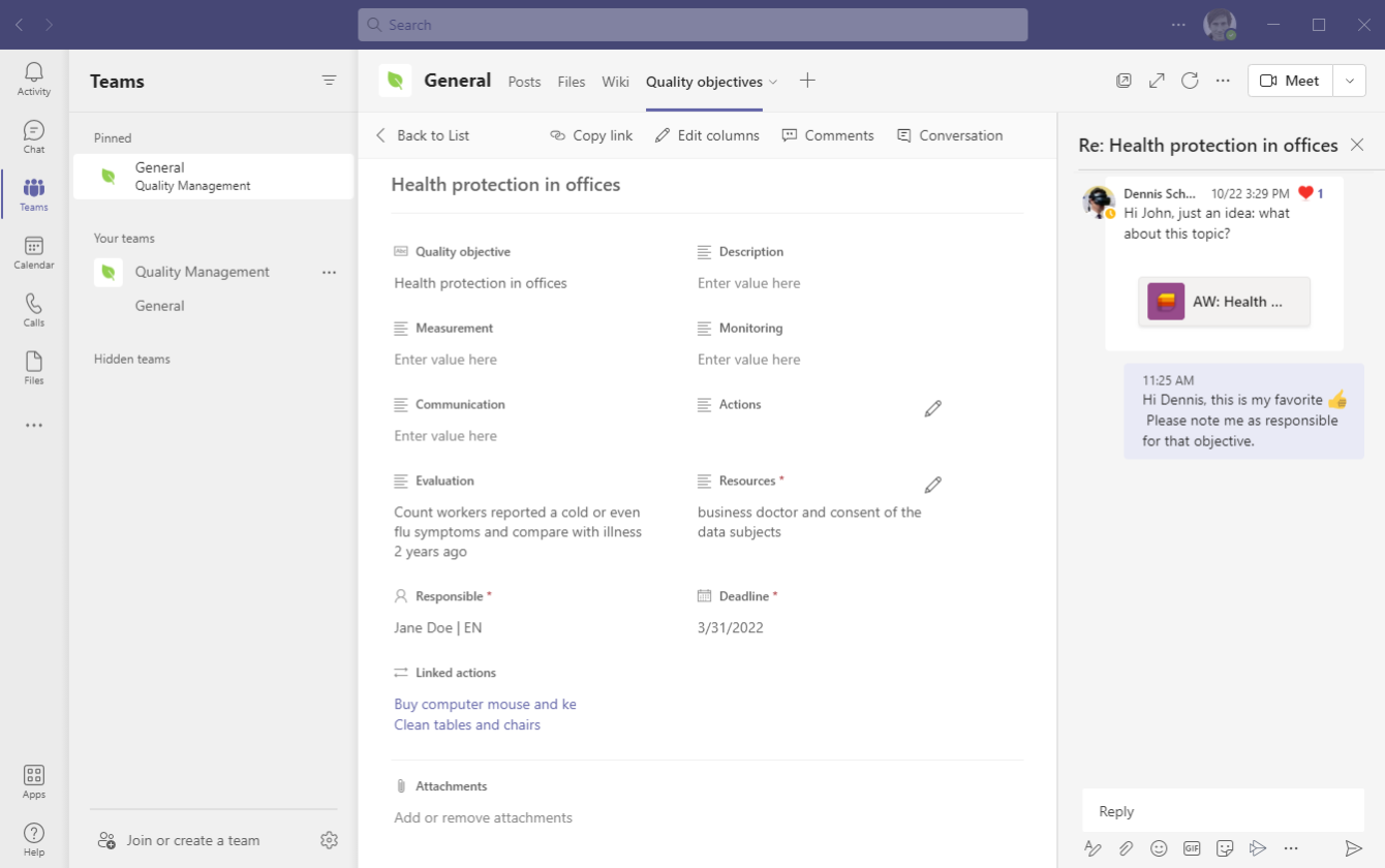Quality Management in Microsoft's Teams BLUESITE Article
