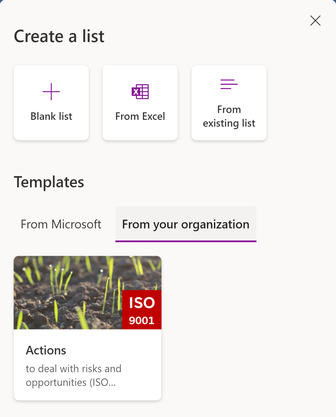 Create a list in SharePoint using Templates from your organization
